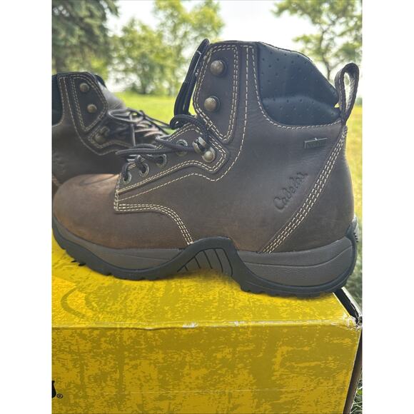 Cabelas Roughneck Ledger Work Boots Mens 9W Brown Leather Waterproof Soft Toe main image 7